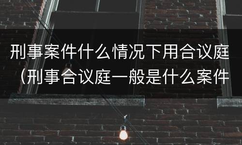 刑事案件什么情况下用合议庭（刑事合议庭一般是什么案件）