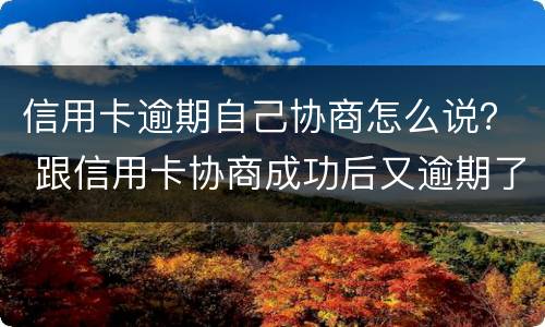 信用卡逾期自己协商怎么说？ 跟信用卡协商成功后又逾期了