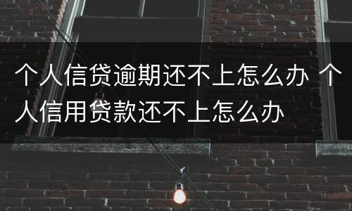个人信贷逾期还不上怎么办 个人信用贷款还不上怎么办