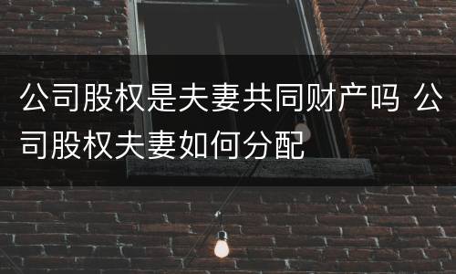 公司股权是夫妻共同财产吗 公司股权夫妻如何分配