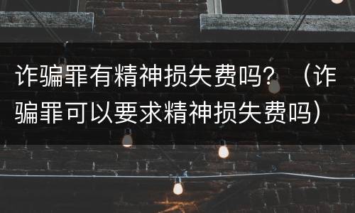 诈骗罪有精神损失费吗？（诈骗罪可以要求精神损失费吗）