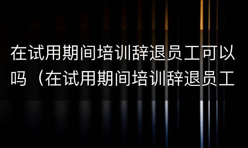 在试用期间培训辞退员工可以吗（在试用期间培训辞退员工可以吗合法吗）