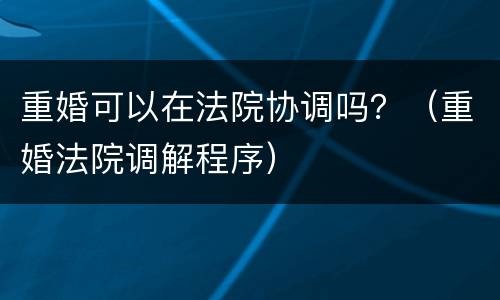 重婚可以在法院协调吗？（重婚法院调解程序）