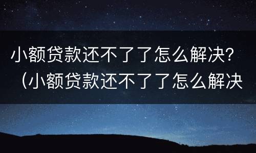小额贷款还不了了怎么解决？（小额贷款还不了了怎么解决问题）