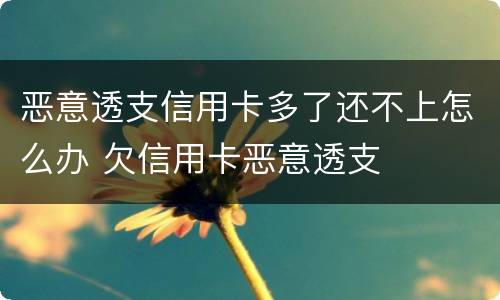 恶意透支信用卡多了还不上怎么办 欠信用卡恶意透支