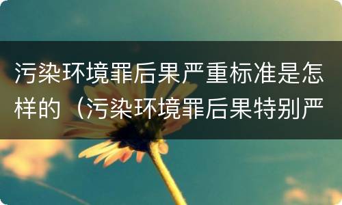污染环境罪后果严重标准是怎样的（污染环境罪后果特别严重标准）