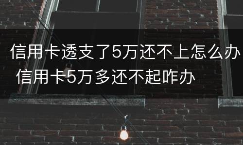 信用卡透支了5万还不上怎么办 信用卡5万多还不起咋办