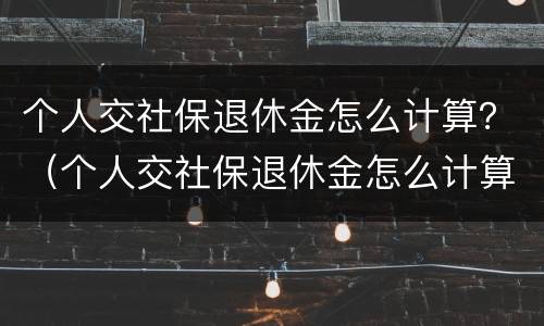 个人交社保退休金怎么计算？（个人交社保退休金怎么计算的）