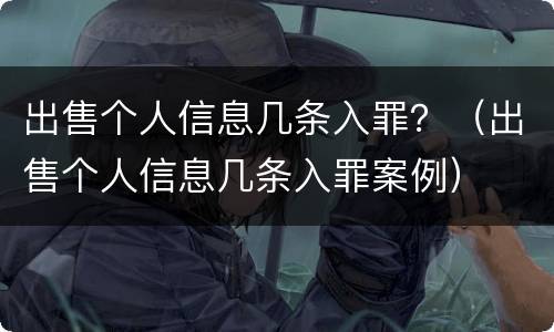 出售个人信息几条入罪？（出售个人信息几条入罪案例）