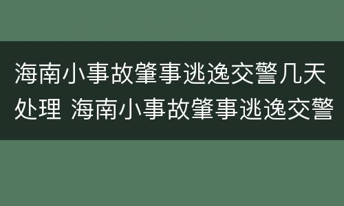 海南小事故肇事逃逸交警几天处理 海南小事故肇事逃逸交警几天处理完毕
