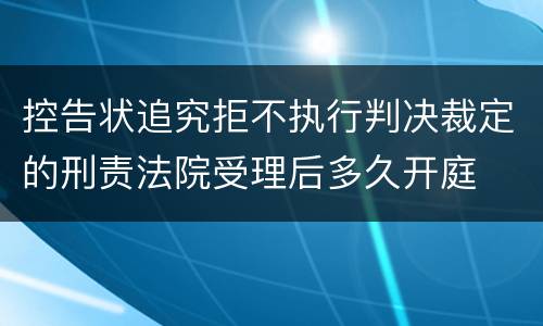 控告状追究拒不执行判决裁定的刑责法院受理后多久开庭