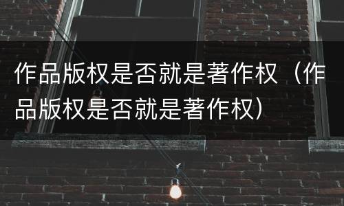 作品版权是否就是著作权（作品版权是否就是著作权）