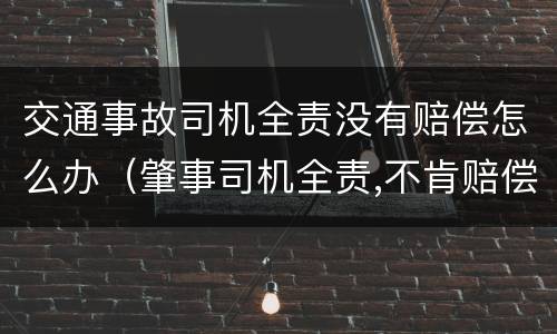 交通事故司机全责没有赔偿怎么办（肇事司机全责,不肯赔偿怎么办）