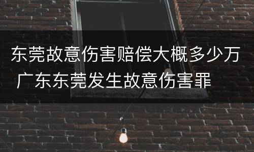 东莞故意伤害赔偿大概多少万 广东东莞发生故意伤害罪