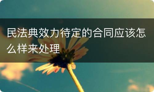 民法典效力待定的合同应该怎么样来处理