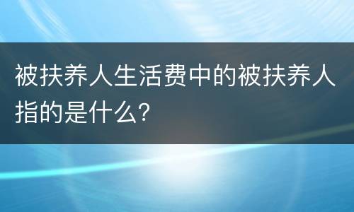 被扶养人生活费中的被扶养人指的是什么？