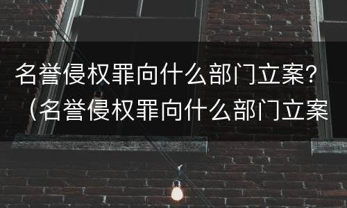 名誉侵权罪向什么部门立案？（名誉侵权罪向什么部门立案审理）