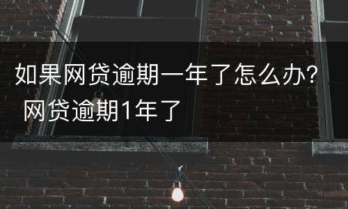 如果网贷逾期一年了怎么办？ 网贷逾期1年了