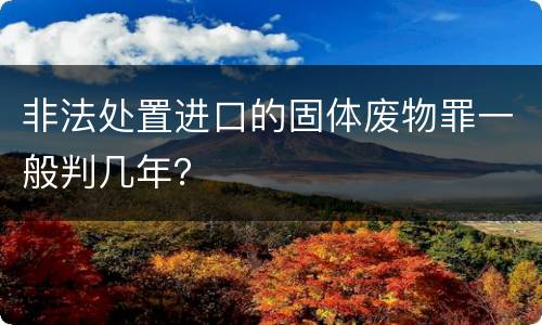 非法处置进口的固体废物罪一般判几年？