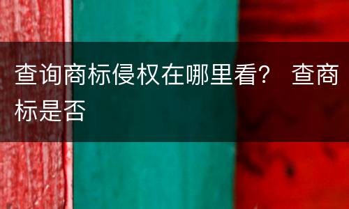 查询商标侵权在哪里看？ 查商标是否