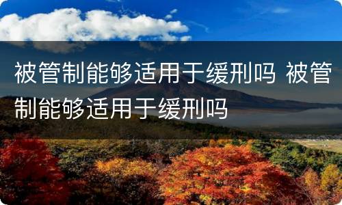 被管制能够适用于缓刑吗 被管制能够适用于缓刑吗