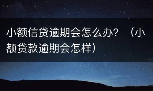 小额信贷逾期会怎么办？（小额贷款逾期会怎样）