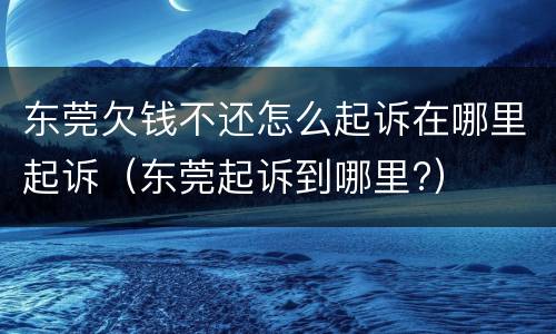 东莞欠钱不还怎么起诉在哪里起诉（东莞起诉到哪里?）