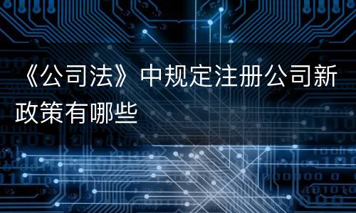 《公司法》中规定注册公司新政策有哪些