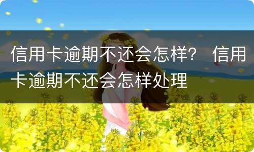 信用卡逾期不还会怎样？ 信用卡逾期不还会怎样处理