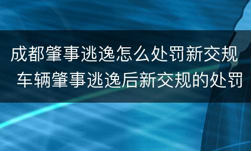 成都肇事逃逸怎么处罚新交规 车辆肇事逃逸后新交规的处罚