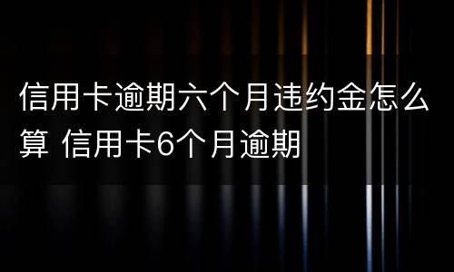 信用卡逾期六个月违约金怎么算 信用卡6个月逾期