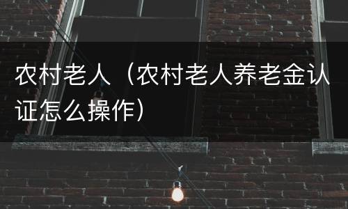 农村老人（农村老人养老金认证怎么操作）