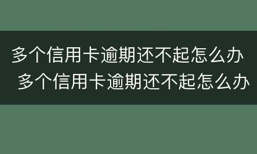 多个信用卡逾期还不起怎么办 多个信用卡逾期还不起怎么办呀