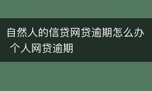 自然人的信贷网贷逾期怎么办 个人网贷逾期