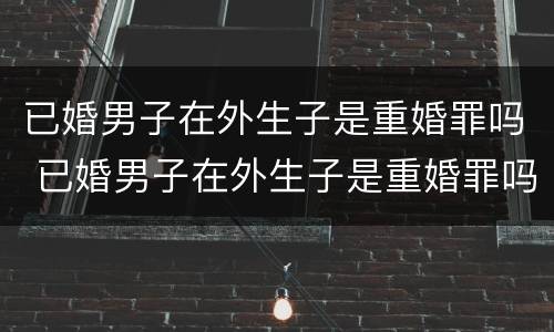 已婚男子在外生子是重婚罪吗 已婚男子在外生子是重婚罪吗判多少年