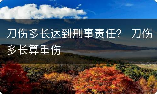 刀伤多长达到刑事责任？ 刀伤多长算重伤