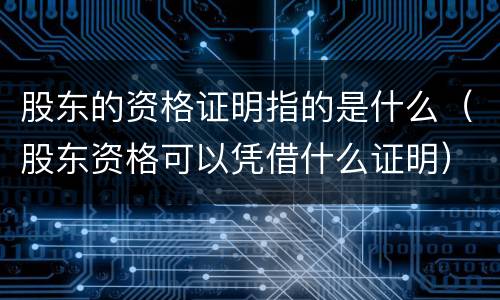 股东的资格证明指的是什么（股东资格可以凭借什么证明）