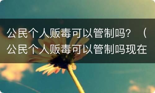公民个人贩毒可以管制吗？（公民个人贩毒可以管制吗现在）