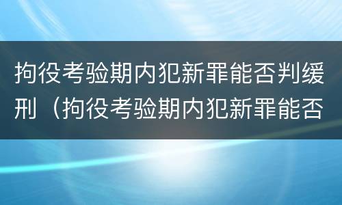 拘役考验期内犯新罪能否判缓刑（拘役考验期内犯新罪能否判缓刑呢）