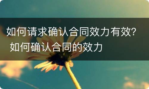 如何请求确认合同效力有效？ 如何确认合同的效力