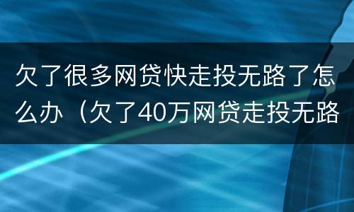 欠了很多网贷快走投无路了怎么办（欠了40万网贷走投无路）