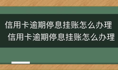 信用卡逾期停息挂账怎么办理 信用卡逾期停息挂账怎么办理手续