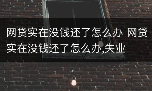 网贷实在没钱还了怎么办 网贷实在没钱还了怎么办,失业
