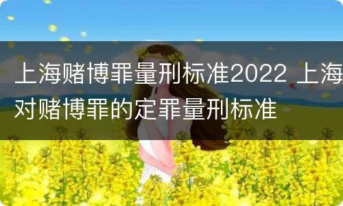 上海赌博罪量刑标准2022 上海对赌博罪的定罪量刑标准