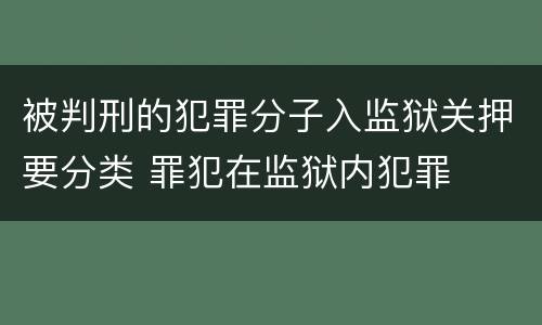 被判刑的犯罪分子入监狱关押要分类 罪犯在监狱内犯罪