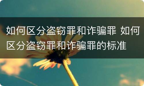 如何区分盗窃罪和诈骗罪 如何区分盗窃罪和诈骗罪的标准