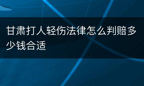 甘肃打人轻伤法律怎么判赔多少钱合适