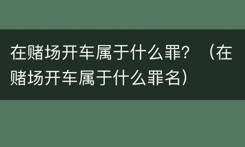 在赌场开车属于什么罪？（在赌场开车属于什么罪名）
