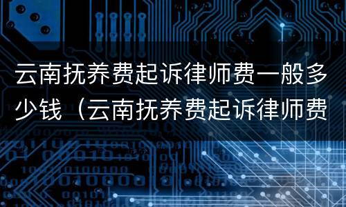 云南抚养费起诉律师费一般多少钱（云南抚养费起诉律师费一般多少钱啊）