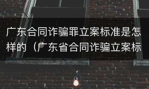 广东合同诈骗罪立案标准是怎样的（广东省合同诈骗立案标准）